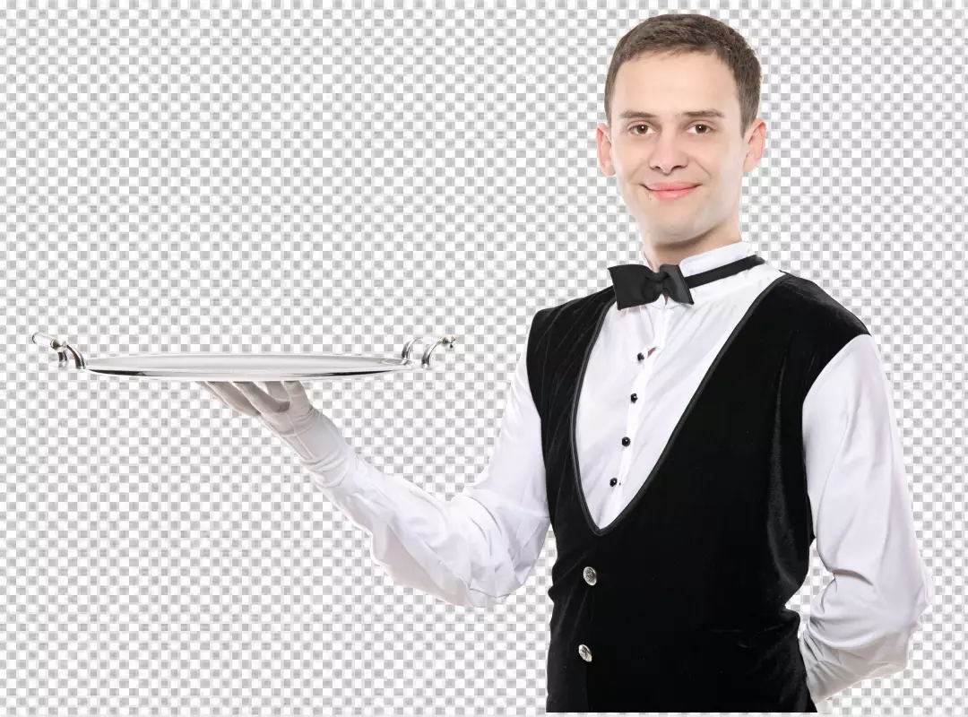 Free Premium PNG Luxury waiter touching on transparent screen