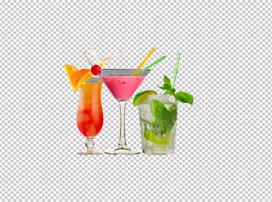 Free Premium PNG PNG A collection of different drinks including fruit and