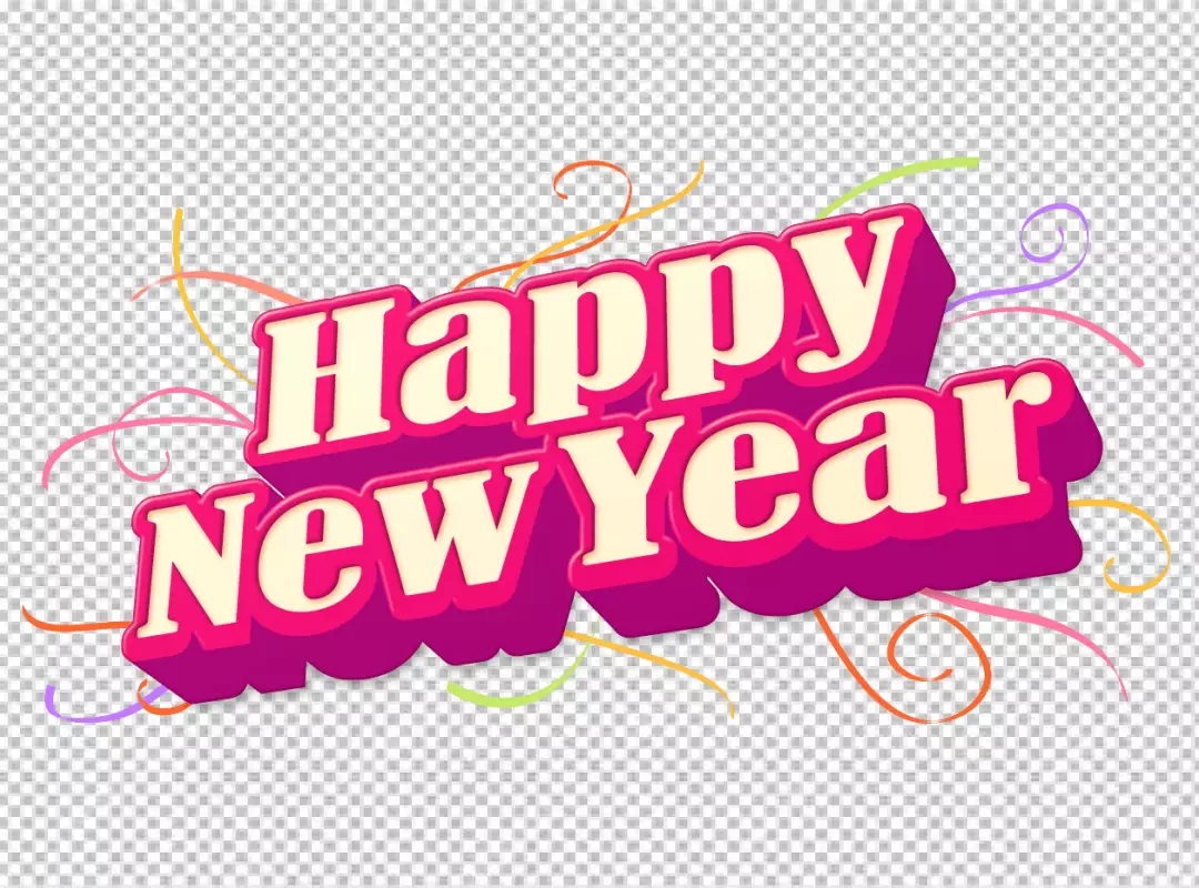 Free Premium PNG Happy New Year comic cartoon vector 3d text effect design