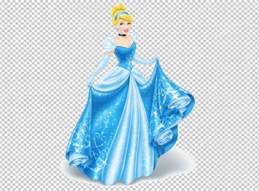 Free Premium PNG Beautiful cinderella with blue dress