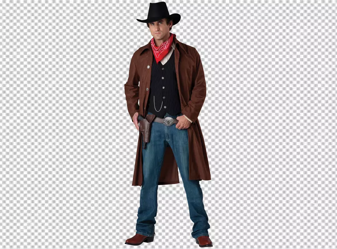 Free Premium PNG A Cute Boy Standing Like a Cowboy with Cowboy