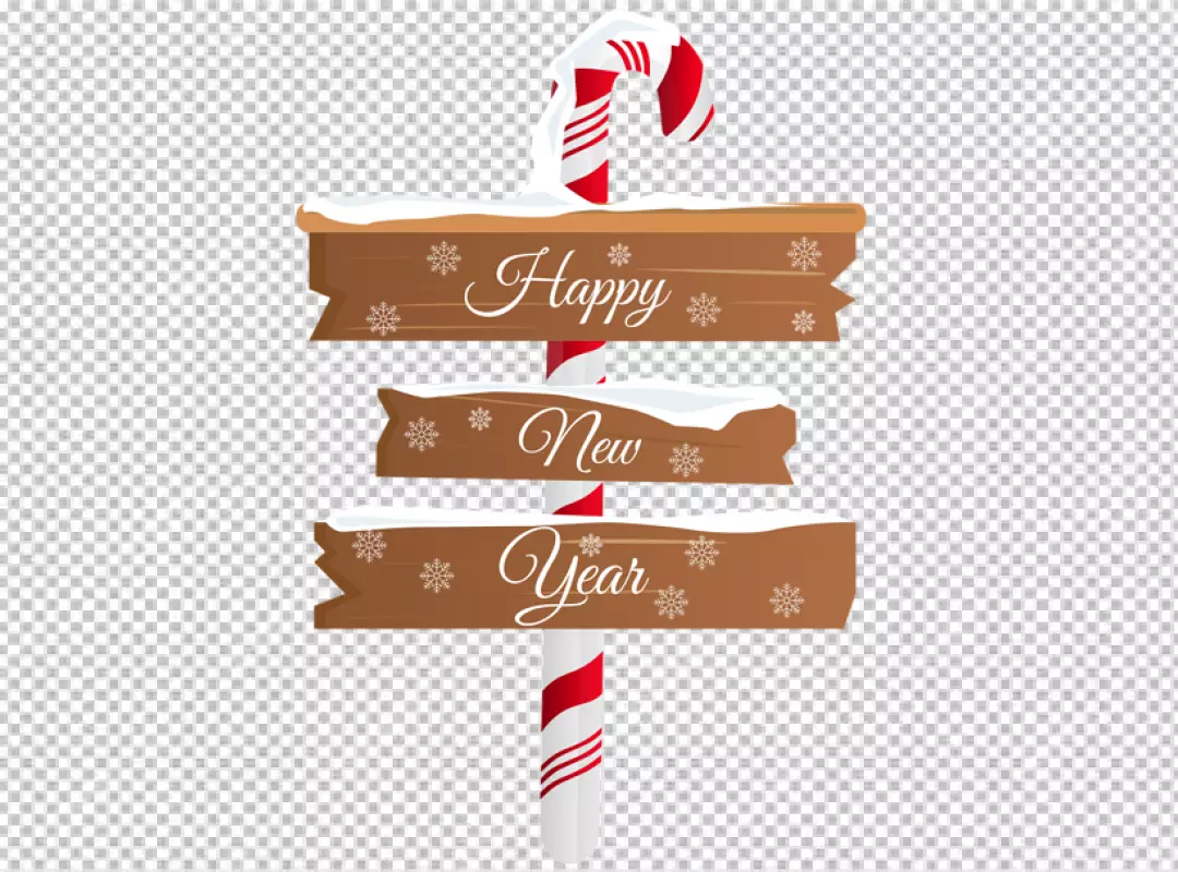 Free Premium PNG Happy New Year wooden sign