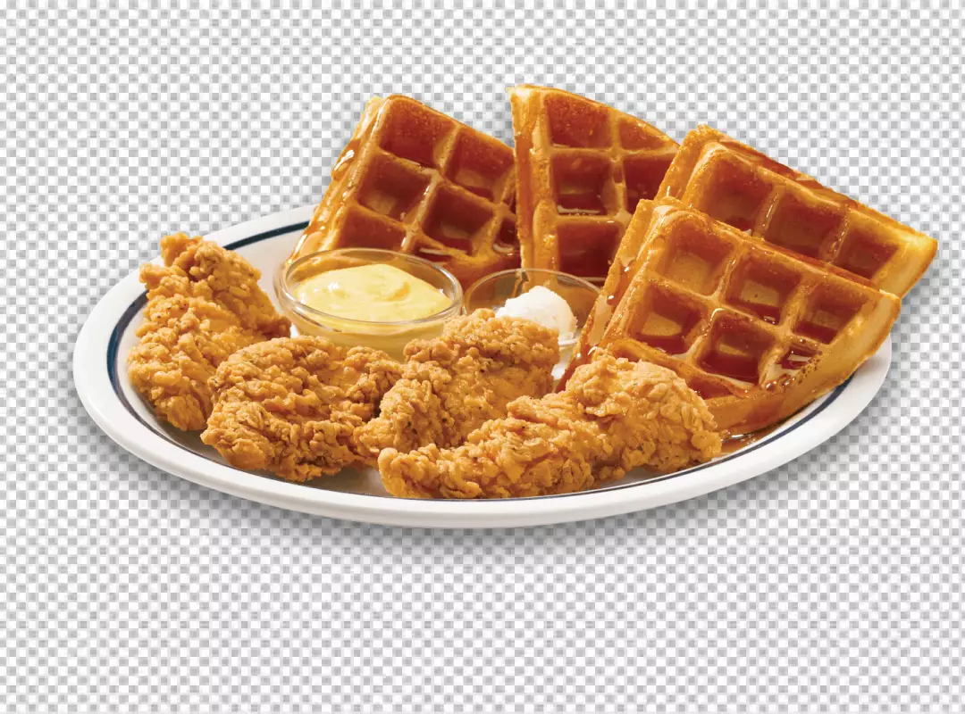 Free Premium PNG Crispy Chicken and Waffle Combo