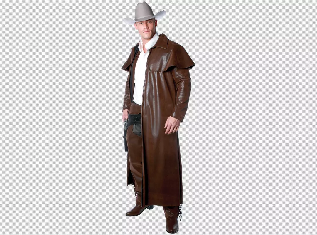 Free Premium PNG A Cute Boy Standing Like a Cowboy with Cowboy transparent background 