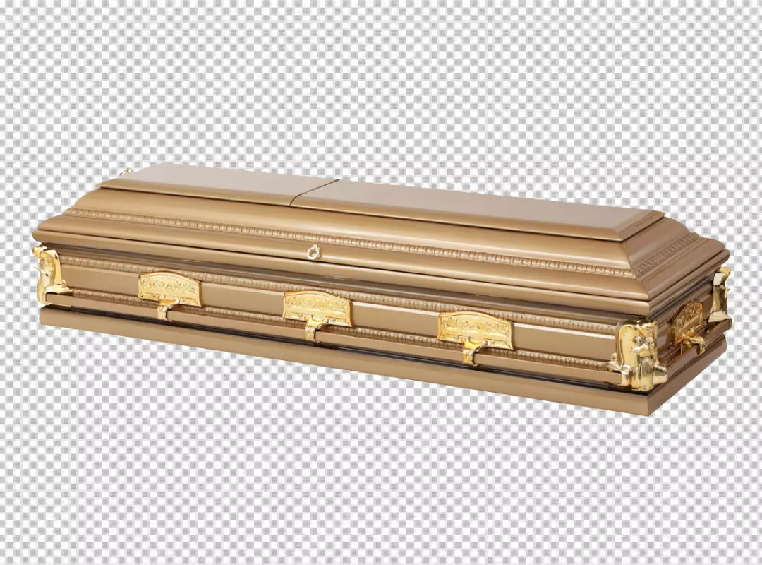 Free Premium PNG wooden coffin with a cross on the lid emphasizing