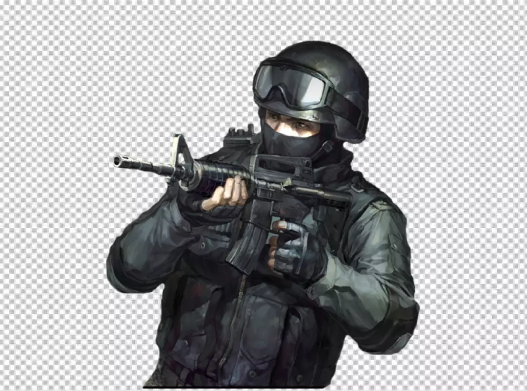 Free Premium PNG  Medium shot soldier with weapon PNG BG