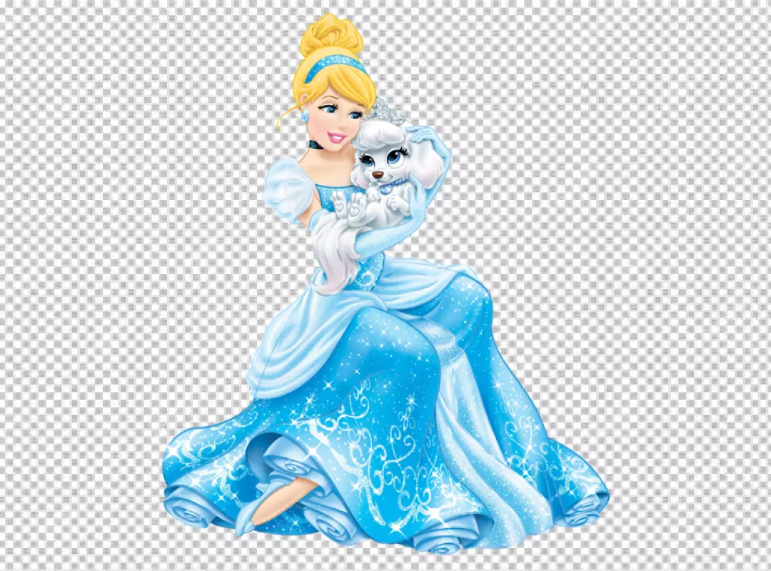 Free Premium PNG Beautiful cinderella with blue dress transparent background 