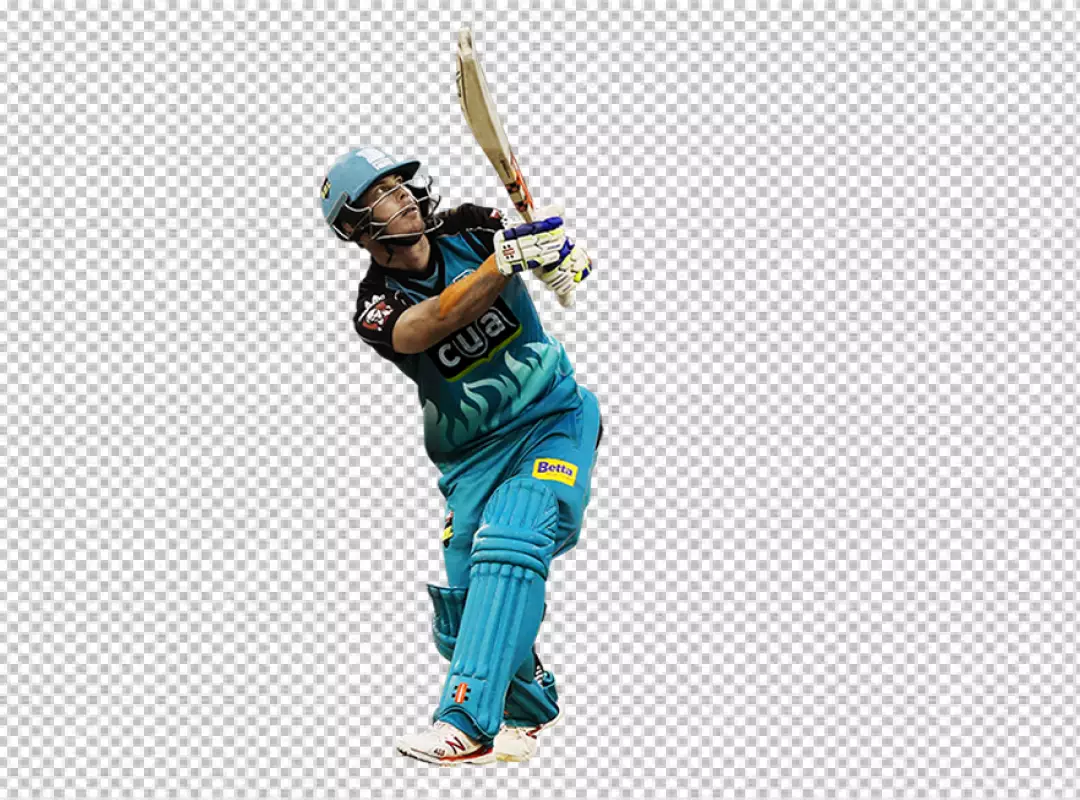 Free Premium PNG Cricket batsman isolated on transparent BG