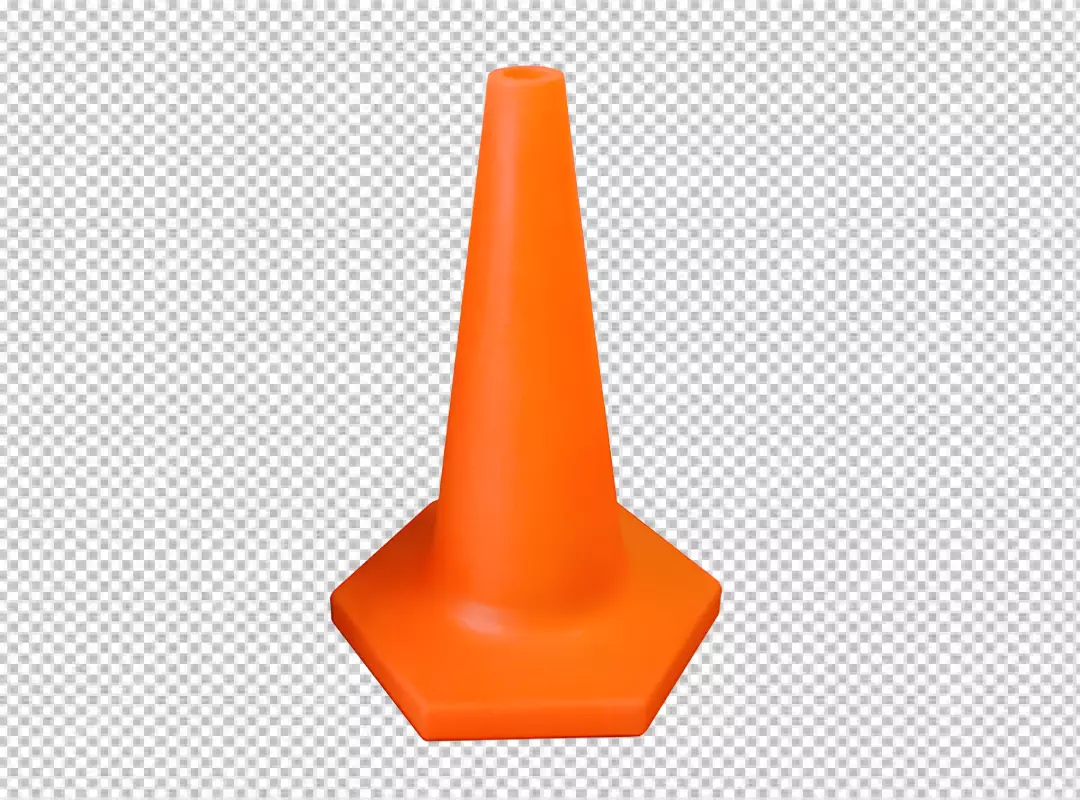 Free Premium PNG Realistic orange plastic striped traffic cone