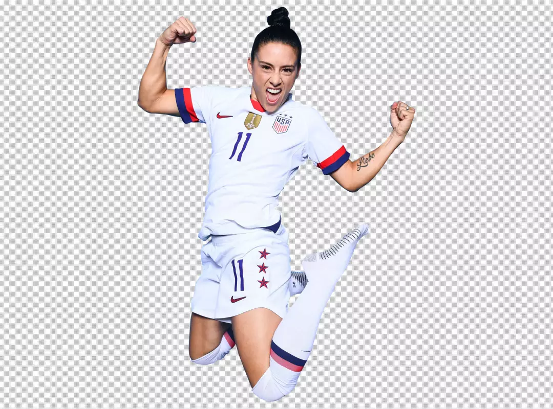 Free Premium PNG Ali Krieger win the match and jump in the field