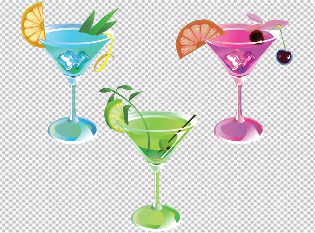 Free Premium PNG PNG A collection of different drinks including orange green and lime