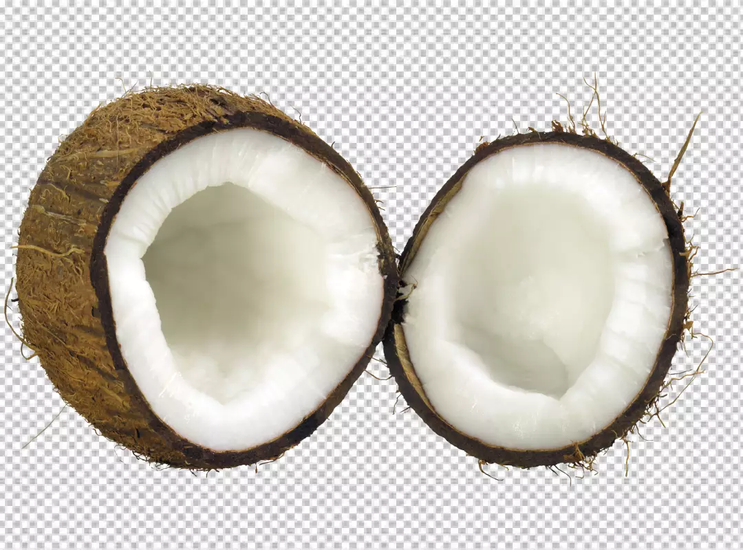 Free Premium PNG Top view of half brown and fresh coconuts PNG