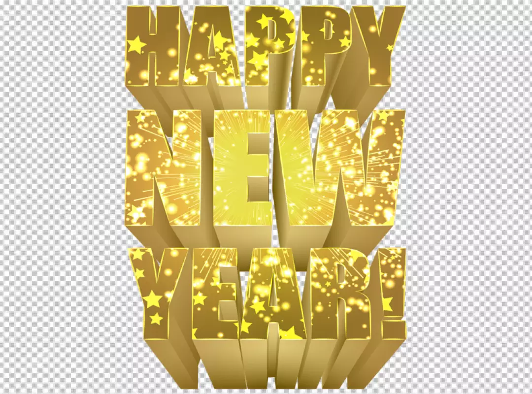 Free Premium PNG 3D rendering Happy New Year gold text effect