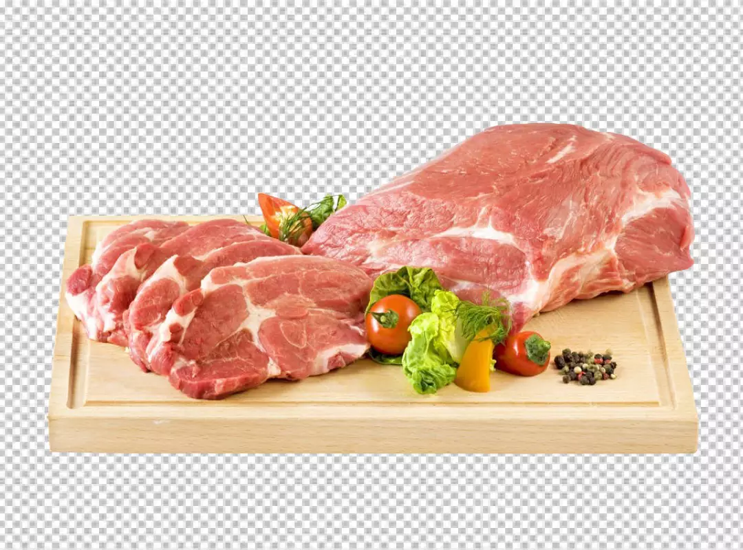 Free Premium PNG A cut of meat on a wooden cutting board