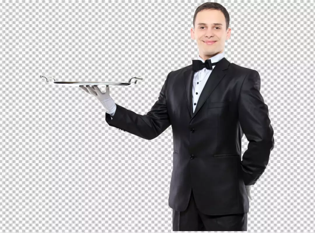 Free Premium PNG waiter holding something PNG