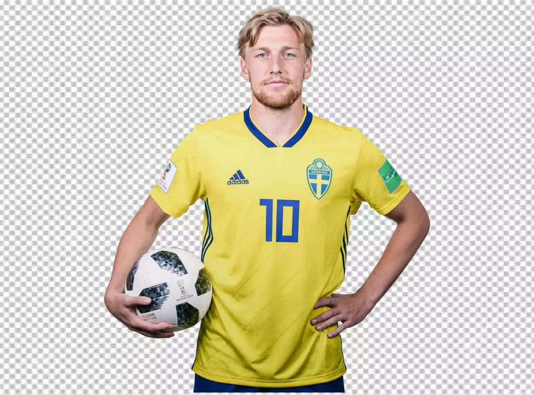 Free Premium PNG Emil Forsberg with foodball in camara fesing