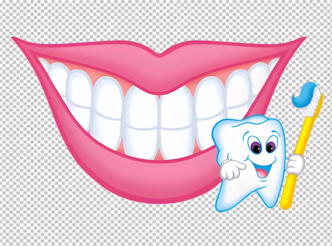 Free Premium PNG a cartoon of a mouth with a toothbrush and a tube of toothpaste