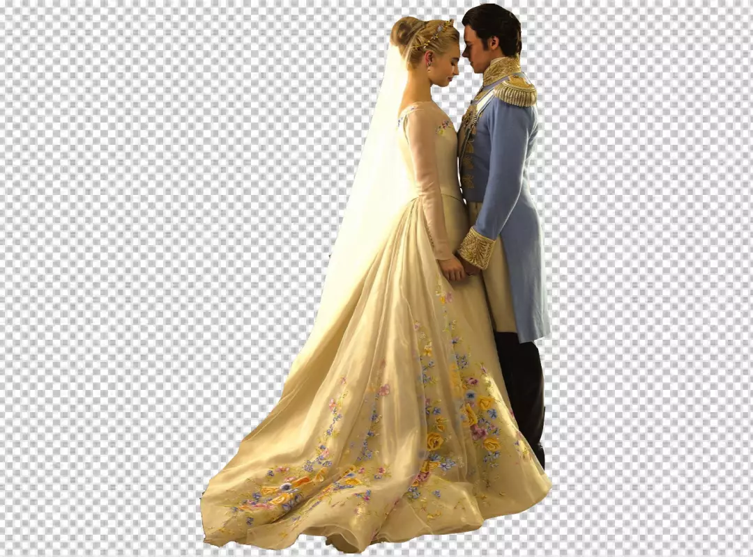 Free Premium PNG Cinderella with her prince 