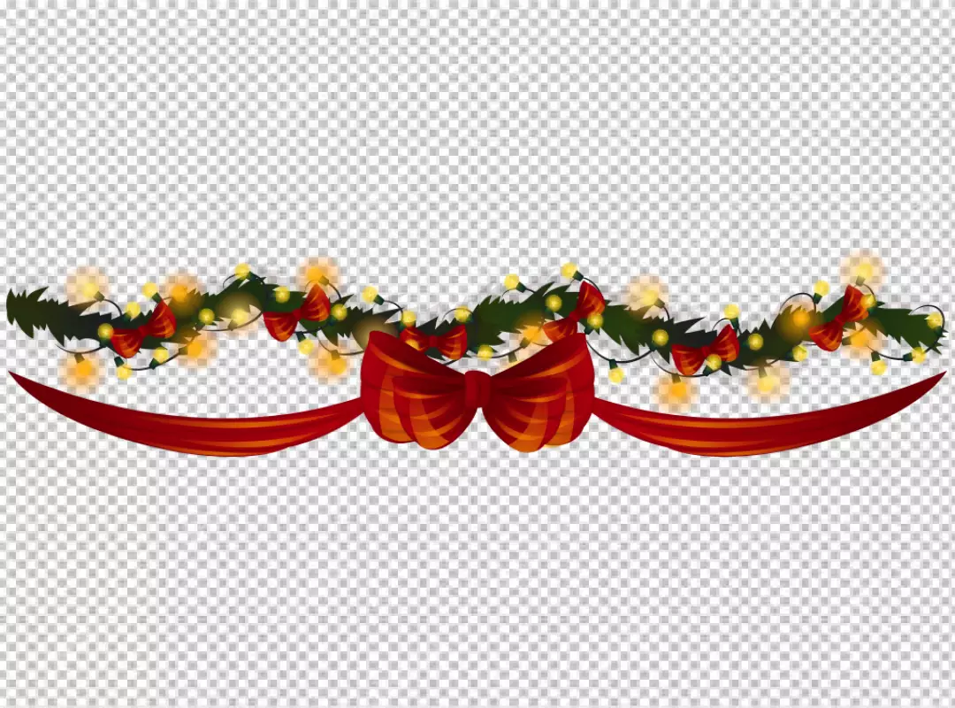 Free Premium PNG A wreath with a red bow on it Christmas decorations