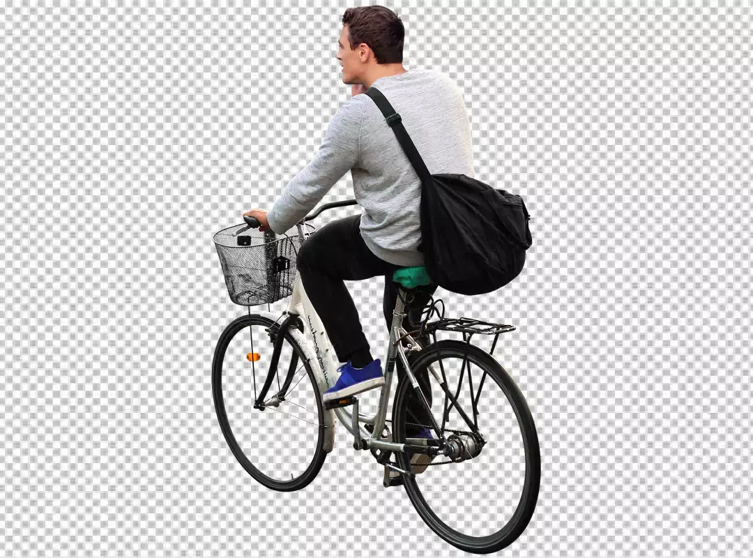 Free Premium PNG Man riding a bicycle to do exercise