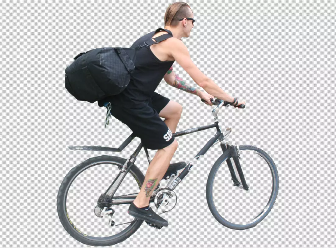 Free Premium PNG A cyclist man riding a bicycle isolated transparent background 