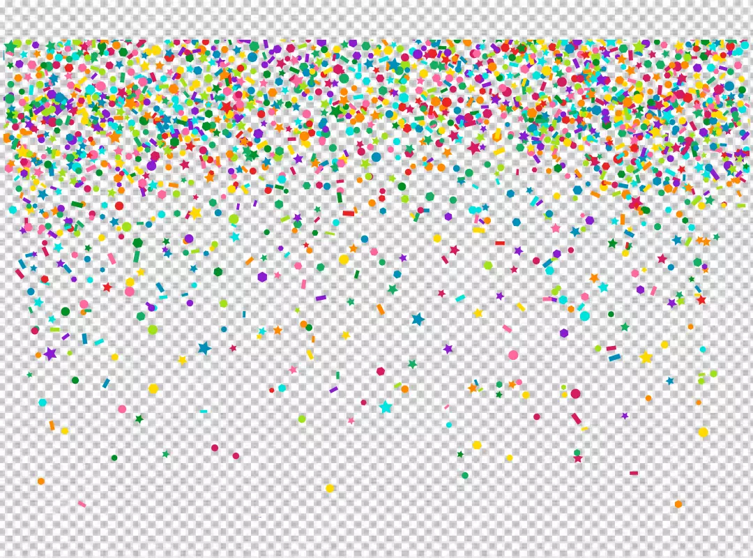 Free Premium PNG A colorful stream of confetti is falling from the sky PNG