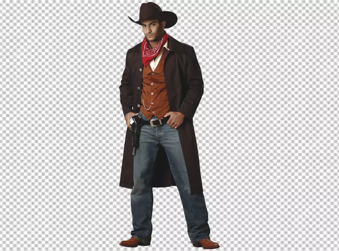 Free Premium PNG Boy Standing Like a Cowboy with Cowboy