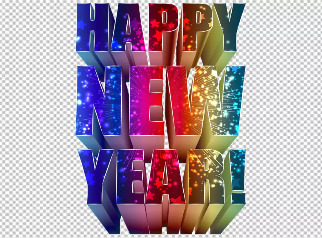 Free Premium PNG 3D text Rainbow of New Year Wishes 