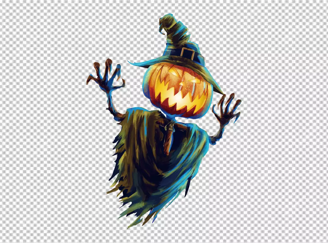 Free Premium PNG Scary Halloween scarecrow illustration isolated on transparent background