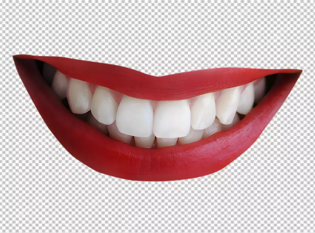 Free Premium PNG The woman has red lipstick on and her teeth are white and even