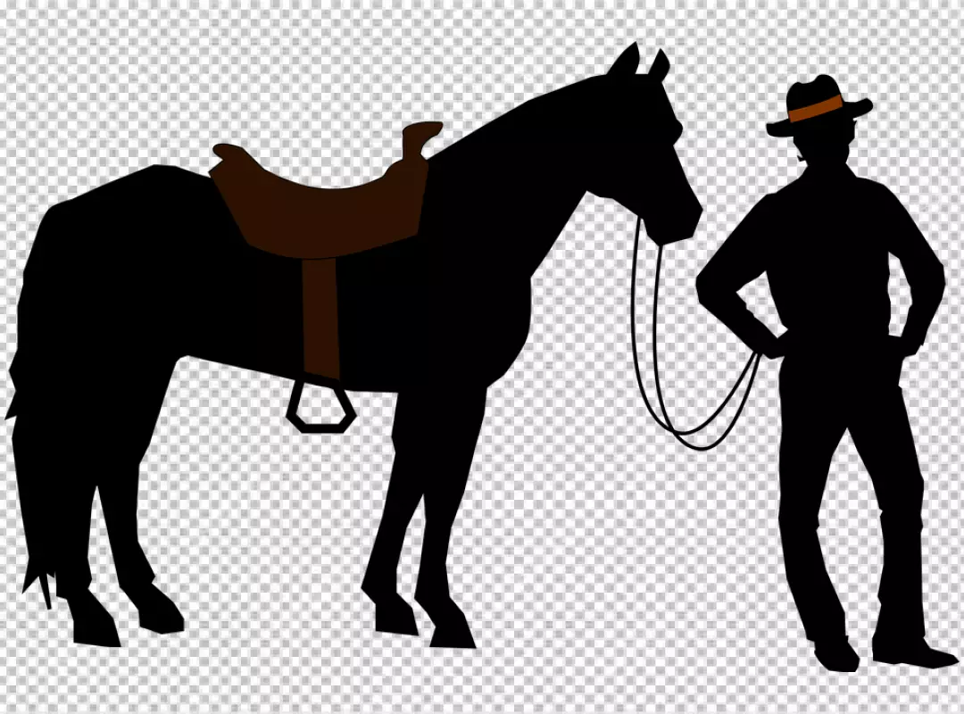 Free Premium PNG Stand cowboy and horse transparent BG