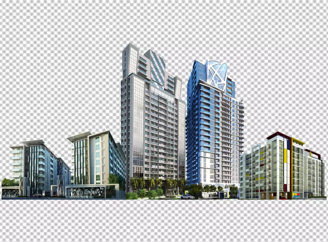 Free Premium PNG City skyscraper buildings on transparent background