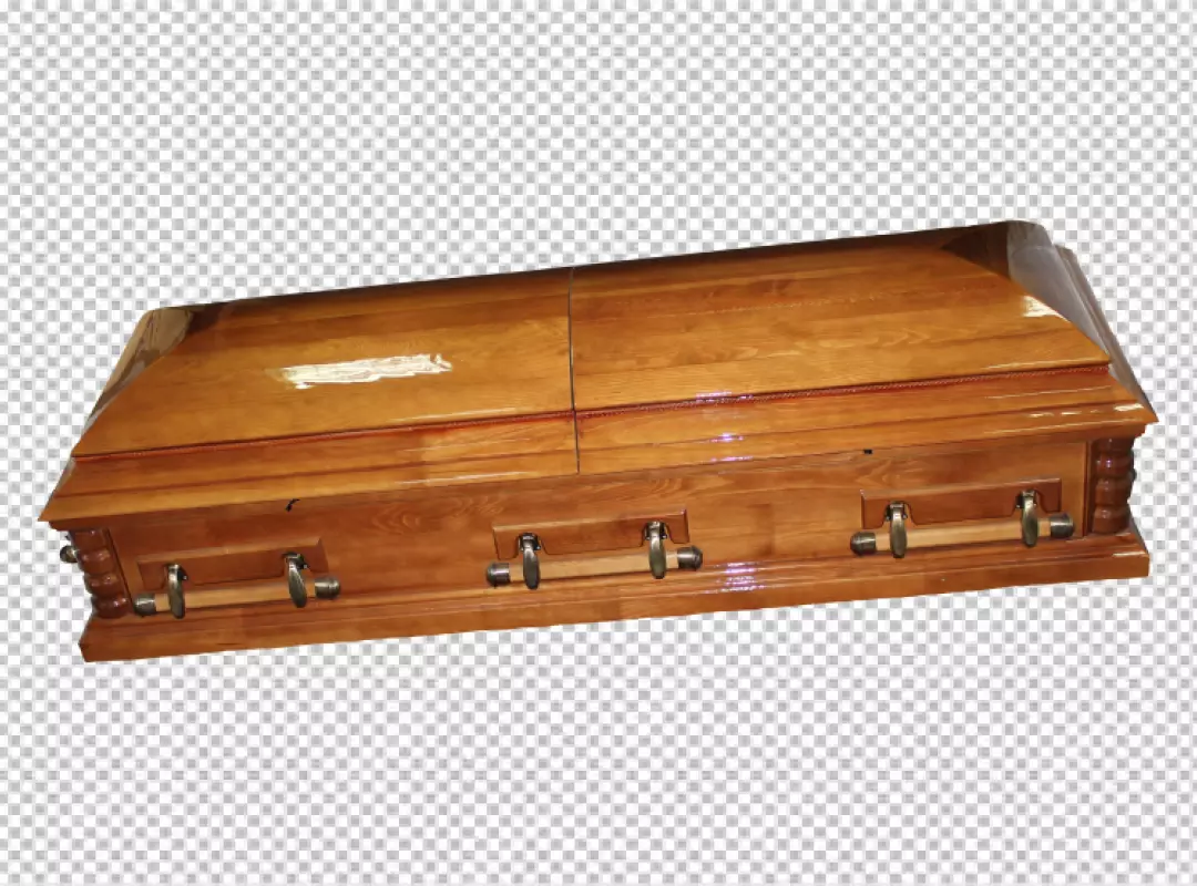 Free Premium PNG wooden coffin with a cross on the lid emphasizing simplicity and tradition