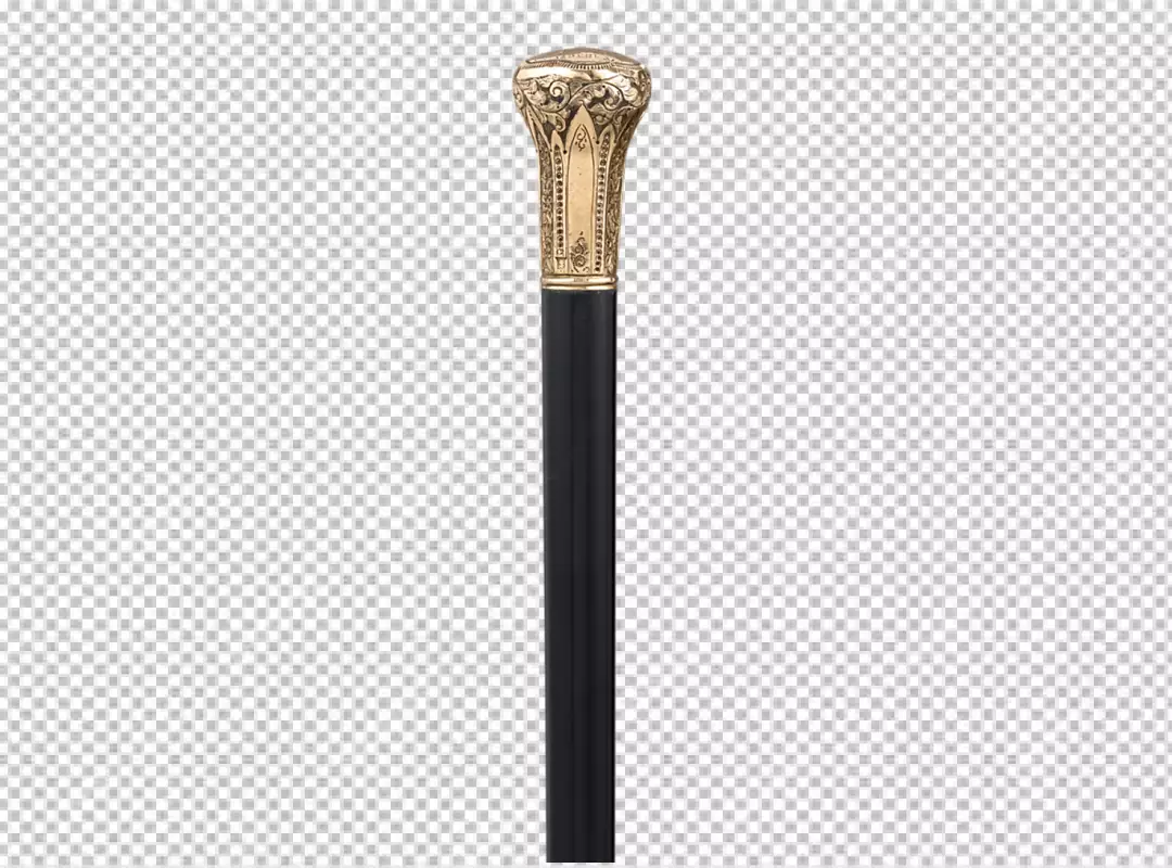 Free Premium PNG a black cane with a gold handle