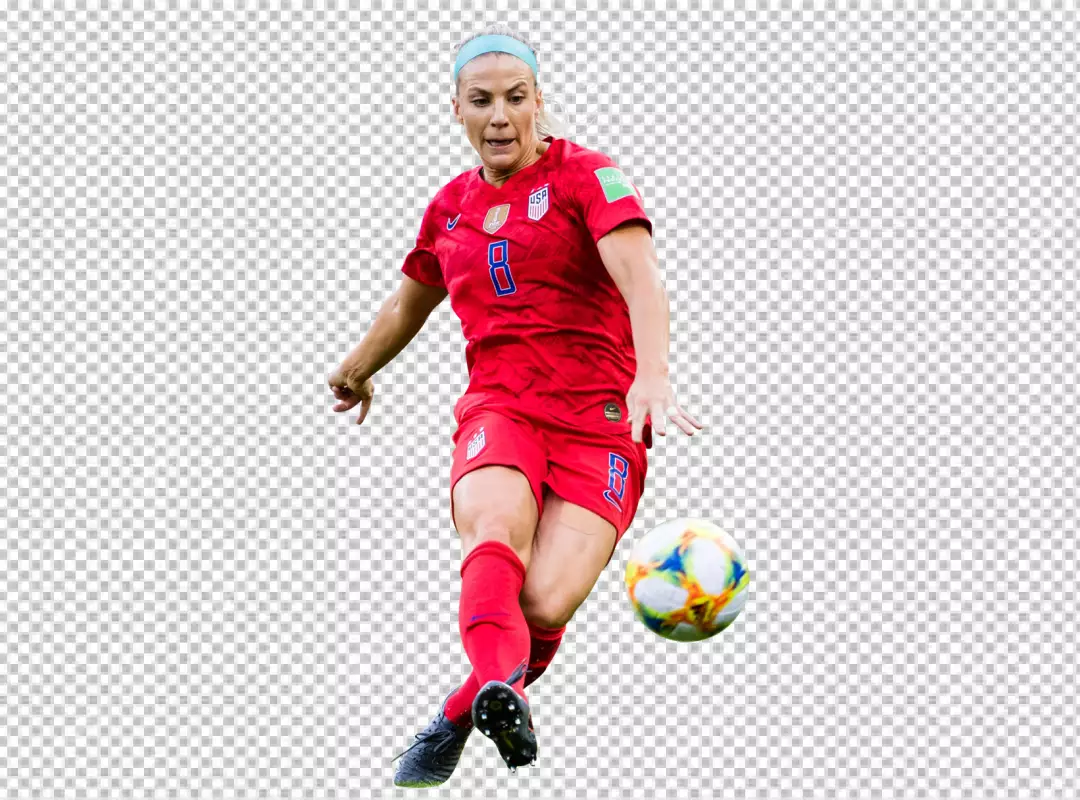 Free Premium PNG Julie Ertz was Raning and kick the foodball