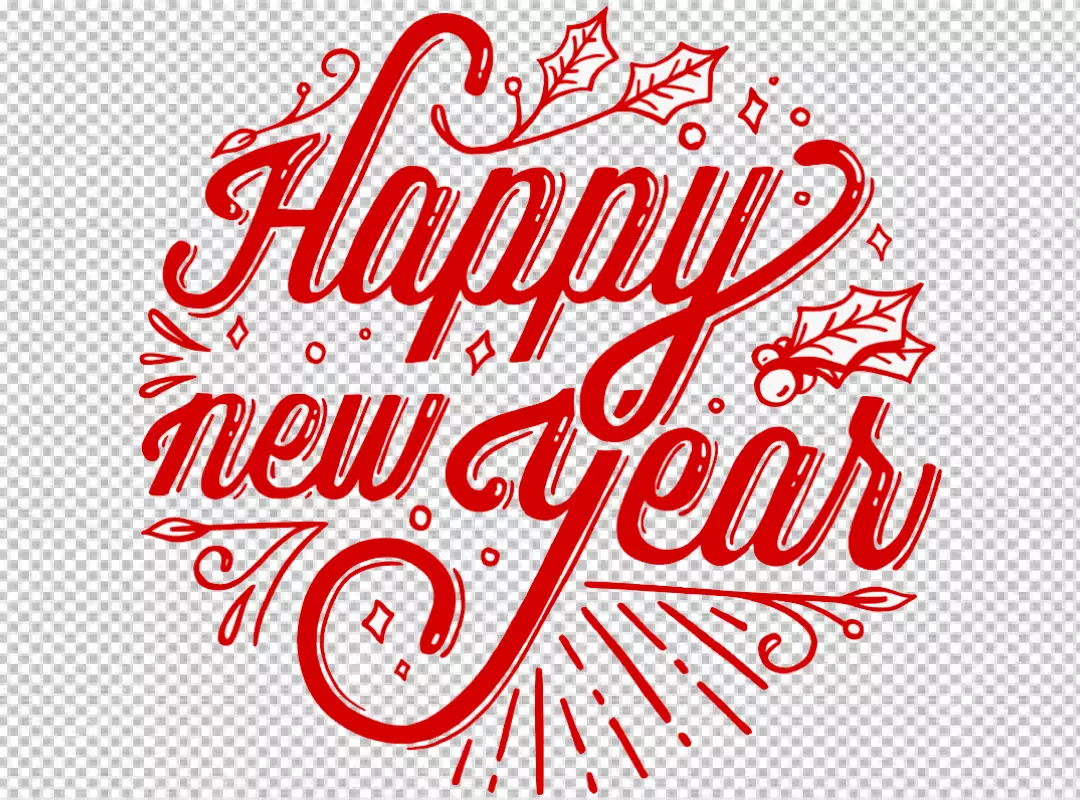 Free Premium PNG Happy New Year text Calligraphic Lettering card template