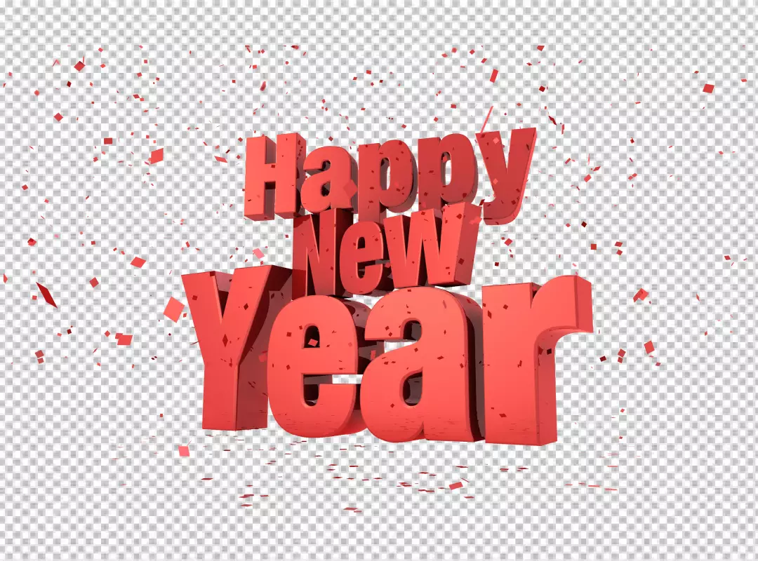 Free Premium PNG Happy New Year Red 3D text PNG background