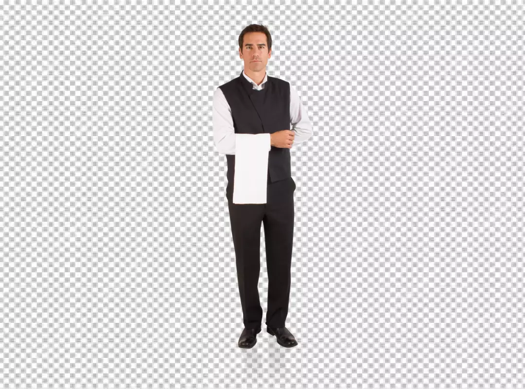 Free Premium PNG Luxury waiter holding something transparent background 