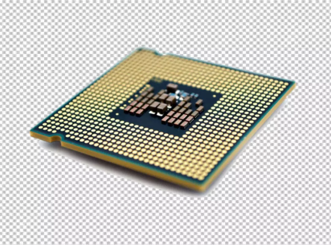 Free Premium PNG Blue CPU computer microchips with AI isolate on transparency