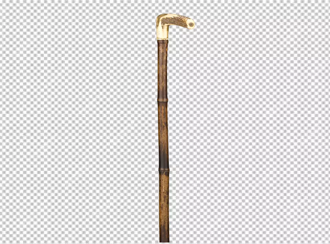 Free Premium PNG a walking stick is made of wood and has a brass handle