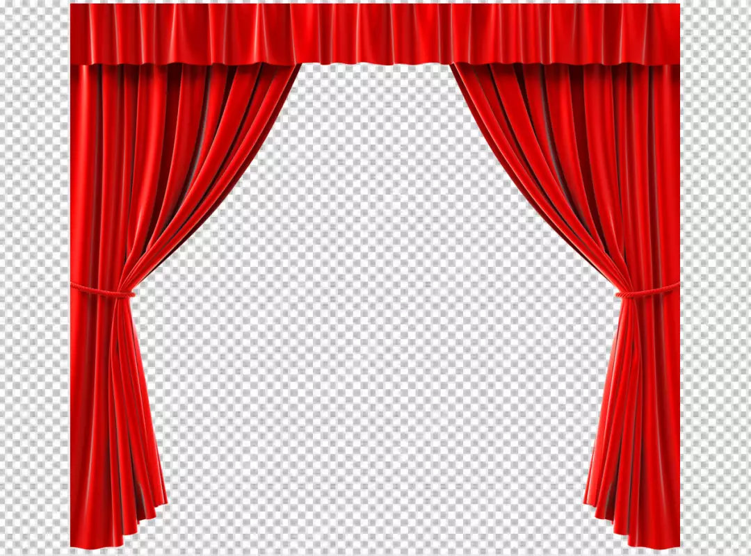 Free Premium PNG Luxury red curtains in victorian style, with drapery, tied with golden cord