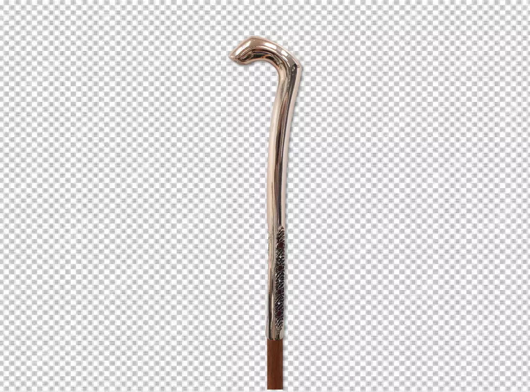 Free Premium PNG a silver walking stick with a brown handle