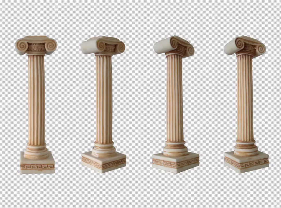 Free Premium PNG isolated and realistic antique white columns icon set on transparent surface