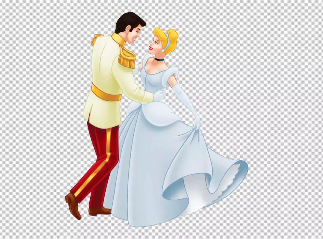 Free Premium PNG Cinderella and her king dance transparent background 