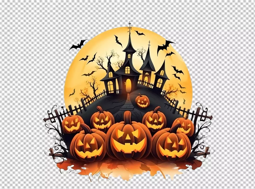 Free Premium PNG Happy halloween with pumpkins concept png