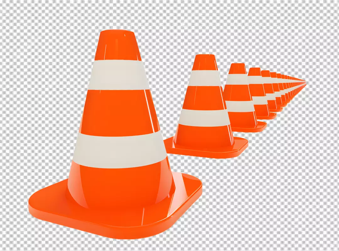 Free Premium PNG Realistic plastic orange traffic cone png