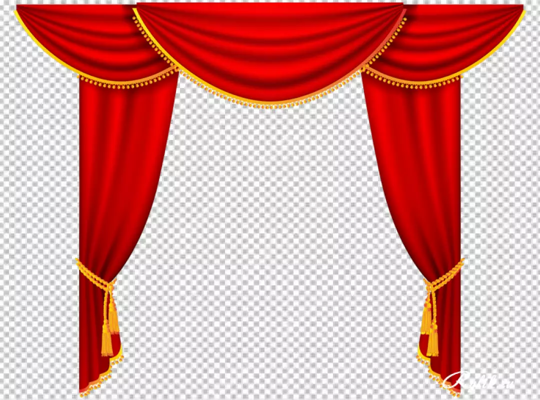 Free Premium PNG Curtains made of red fabric