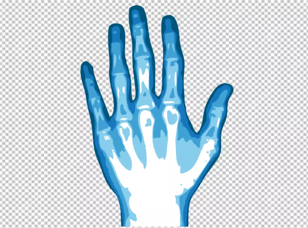 Free Premium PNG Blue-Tinted Hand X-ray or Hand Radiograph with Blue Hue