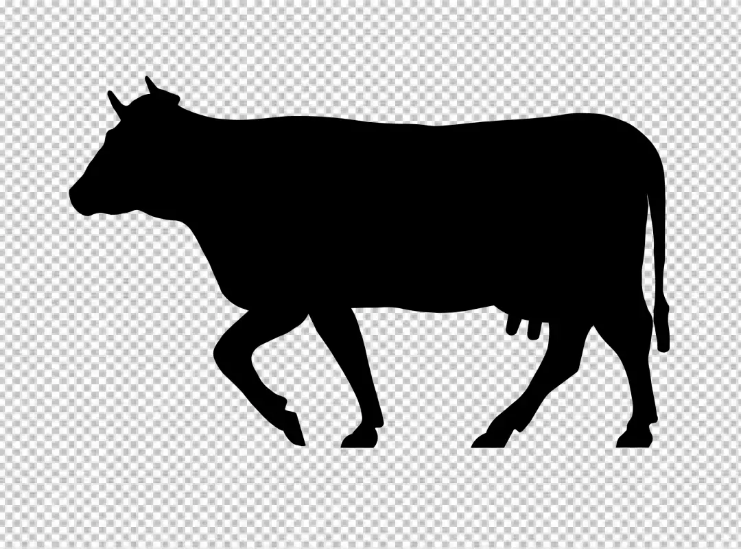 Free Premium PNG stand up cow  silhouette transparent background 