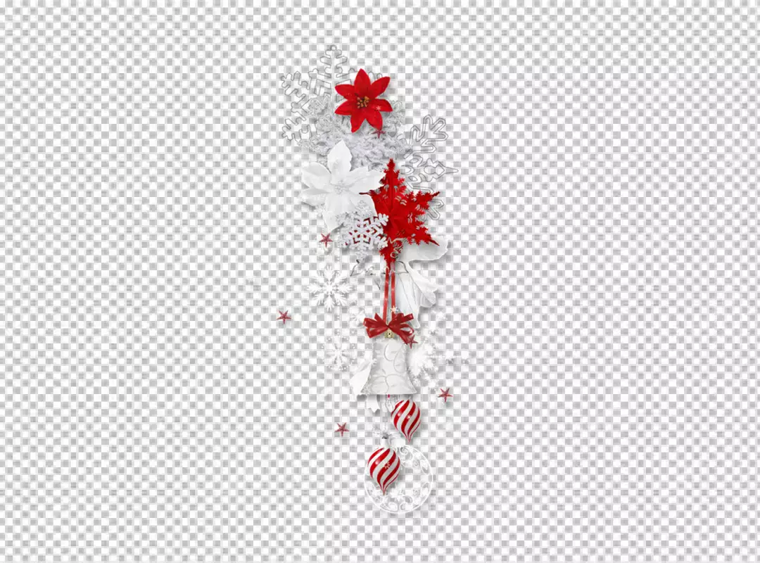 Free Premium PNG Christmas decoration isolated on white background Snowflakes hanging wirh red ribbons